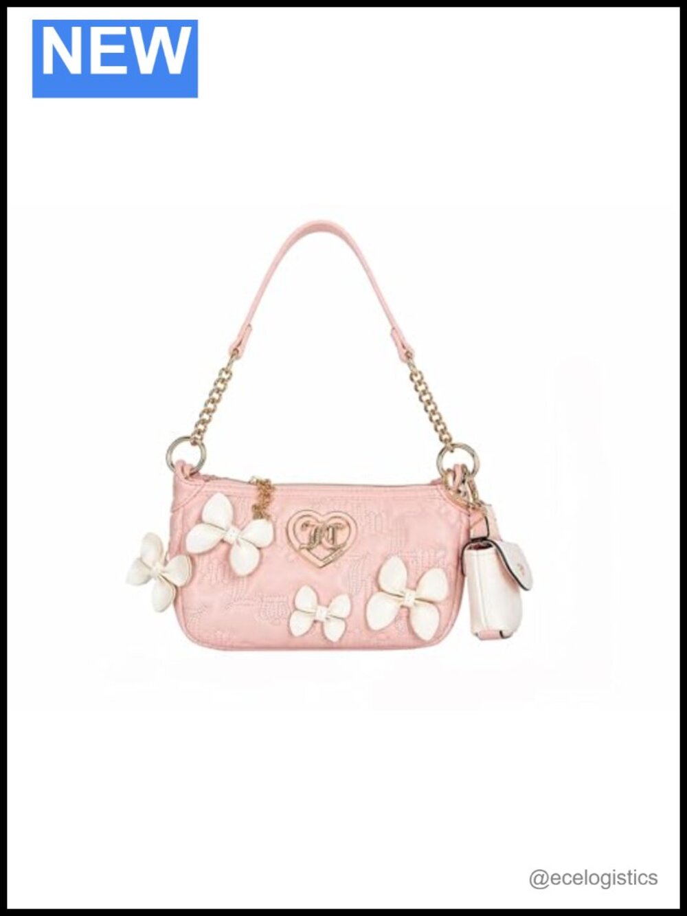 Faux Leather Mini Shoulder Bag Gold-Tone Chain Strap Bow Detail